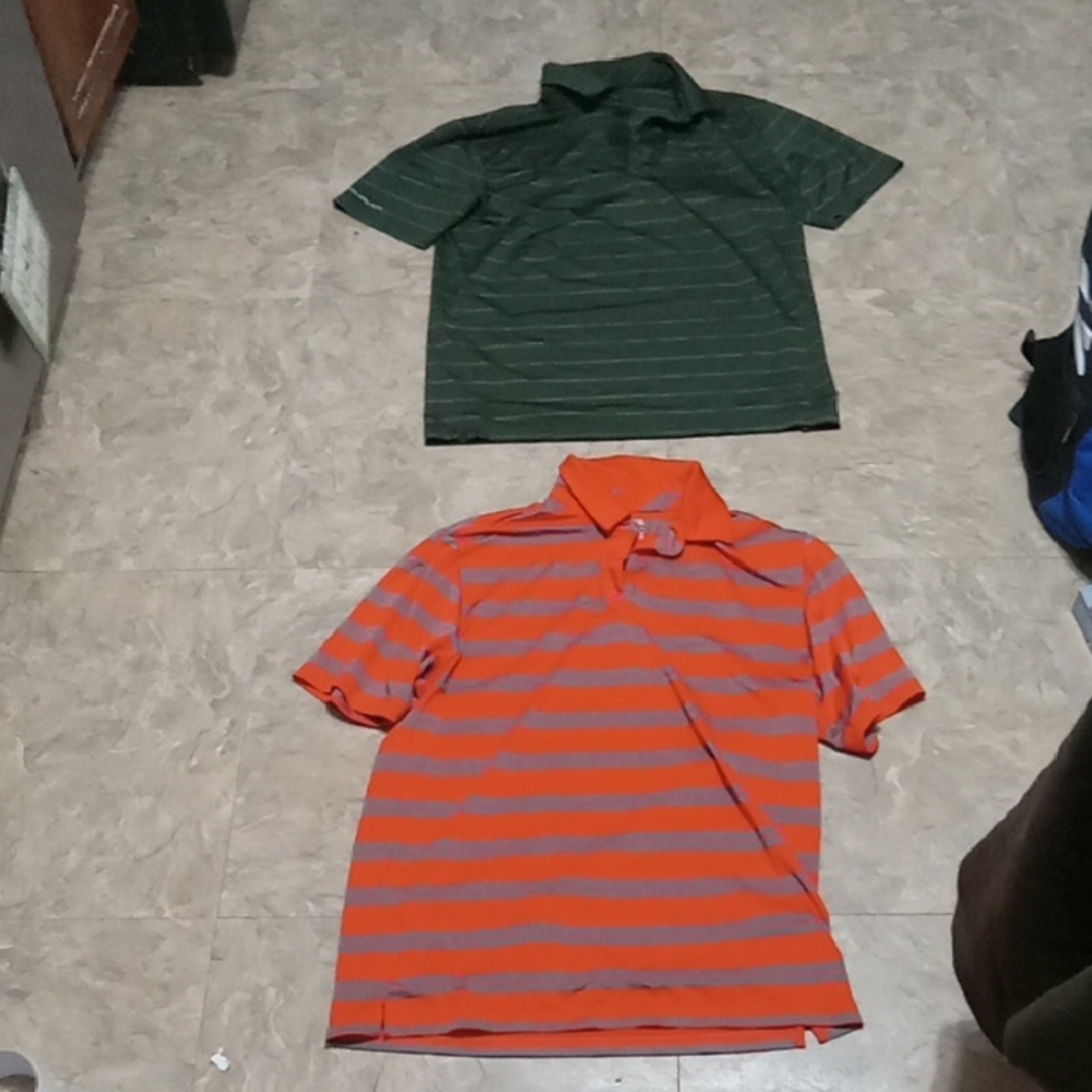 Under Armour Men's Polo Shirt Bundle - Orange and Green Stripes